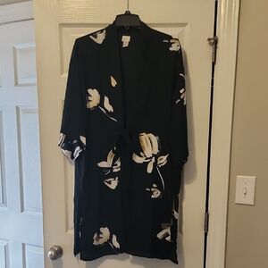Elegant Black Floral Beach Coverup